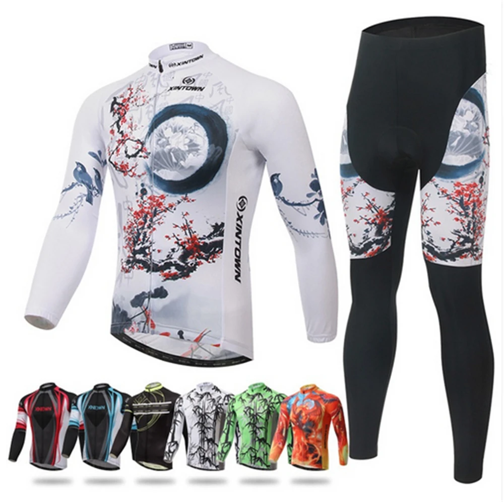 

XINTOWN Bicycle Jerseys Winter Thermal Riding Wear Mountain Bike Long Sleeve Suit Cycling Clothing Jersey Pants Ropa Hombre