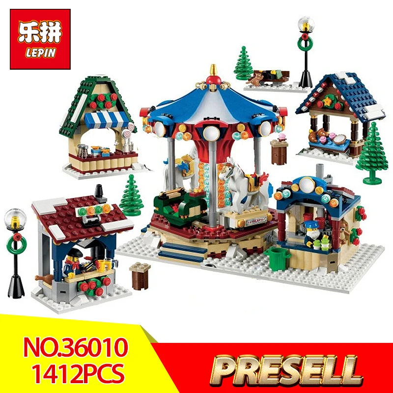 

Lepin 36010 1412Pcs Winter Village Market Set for Children Educational Building Blocks Bricks Toys Compatible LegoINGlys 10235