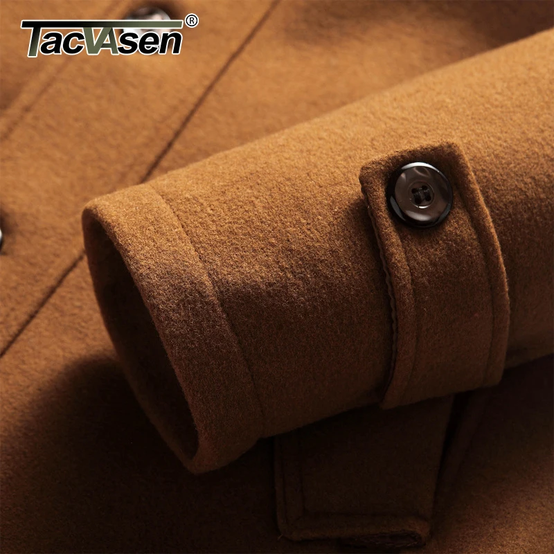 TACVASEN, зимняя мужская шерстяная куртка, однотонная, хлопковая, модная, повседневная, облегающая, смесь, пальто, теплая, ветрозащитная, бушлат, деловая куртка