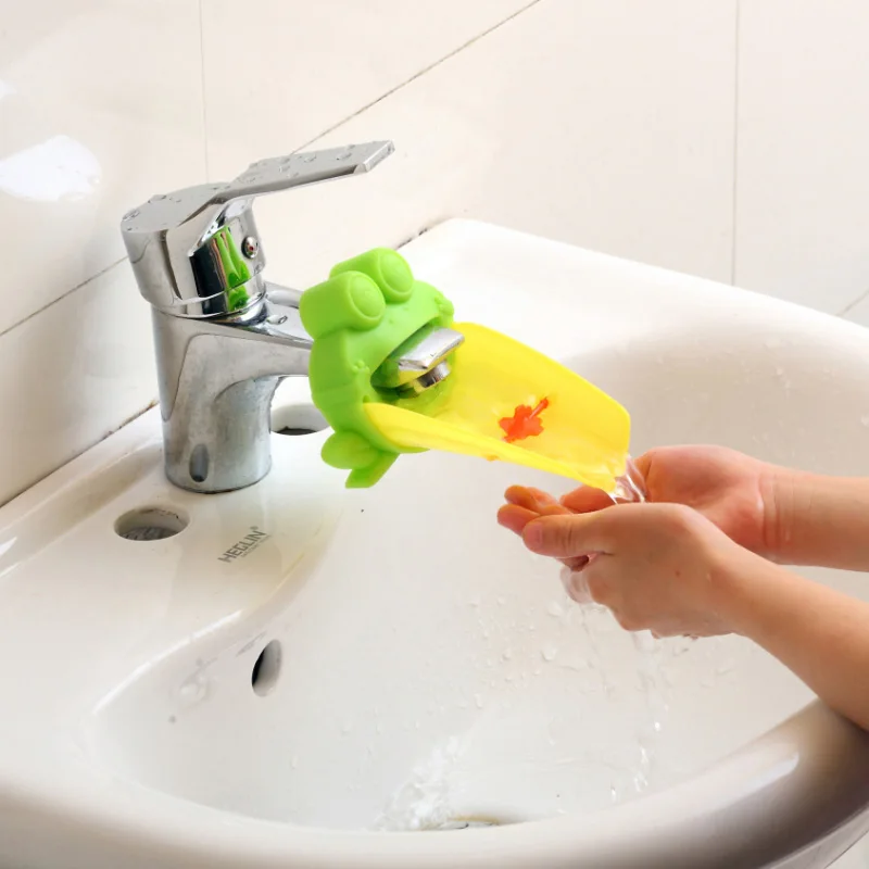 Мультфильм лягушка ванная комната раковина кран воды желоб расширитель для детей мытье рук руководство удобный для ребенка моющий помощник
