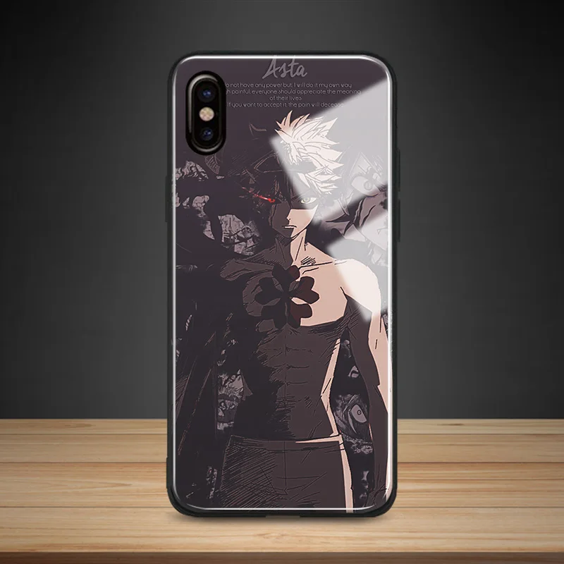 Black Clover Anime Glass Phone Case For iPhone