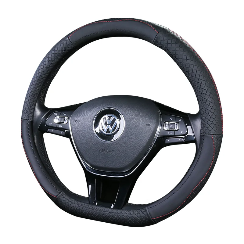 

Top Layer Leather Wheel Steering Covers for Volkswagen VW Ameo Arteon CC Beetle Golf GTI Jetta Passat Phideon Polo Vento tiguan