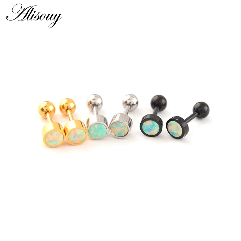 1pc Steel Opal Ear Tragus Cartilage Ear Studs Helix Piercings Lobe Piercings Upper Ear Piercing Labret Ring Tragus Piercing - Image 2