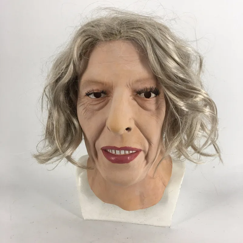 

2019 Hot Sale High Quality Fashion Rubber Old Lady Mask Theresa May Mask Realistic Halloween Party Dress Latex Old Lady Mask