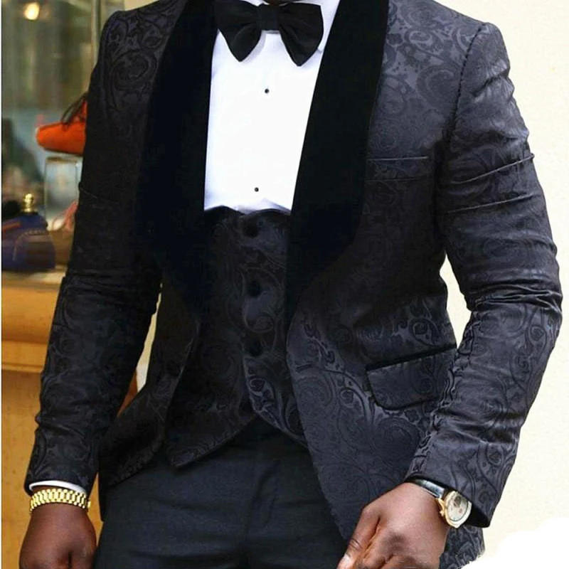 Colorful African Nigeria Mens Wedding Suit Groom Tuxedo Jacket+Pants+Vest 3 Pieces Groom Suit Wedding Tuxedo for Groom
