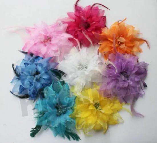 

Silk flower Feather Fascinator Flapper Headband Colors Headwear Hair Accessories Clip Brooch Wedding Hairpin BD002