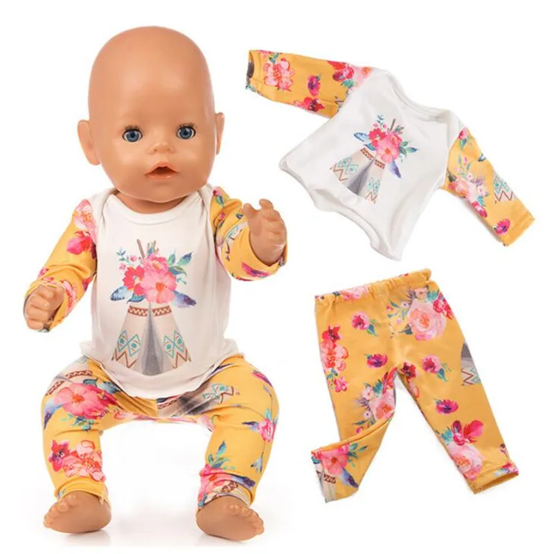 

Born New Baby Fit 18 inch 43cm Doll Clothes Doll Pink Cactus Unicorn Flamingo Indian Suit accessories For Baby Birthday Gift