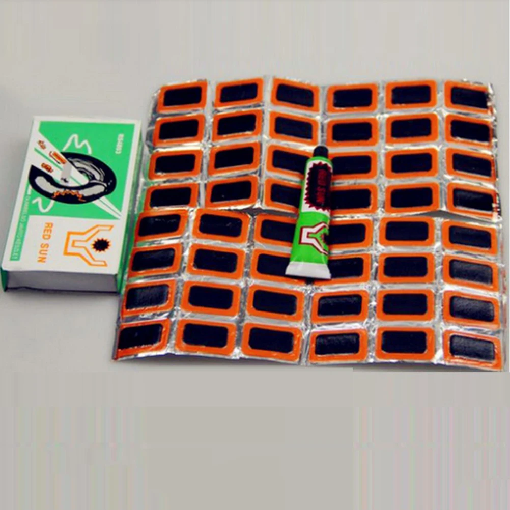 

48 Pcs+1 Glue High Quality Round Bicycle Bike Tire Tyre Rubber Patch Piece Cycling Puncture Repair Tools Kits