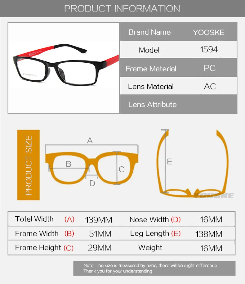 YOOSKE очки для близорукости, красные, черные оправы, очки для женщин и мужчин, модные студенческие короткие очки для коррекции зрения-1-1,5-2-2,5-3-3,5-4