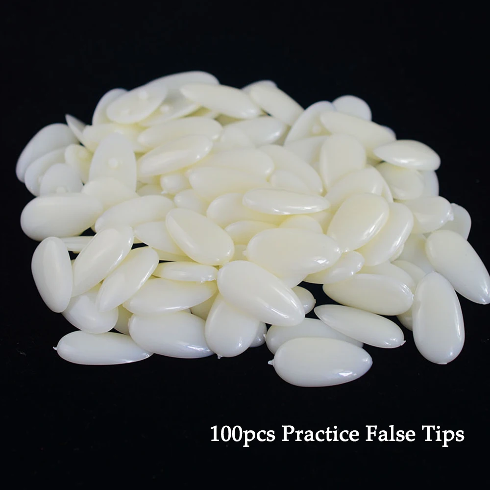 

100pcs False Nail Tips Set Natural Designs Full Cover False Decor For Nail Art Practice Flame Display Tools Manicure SA367