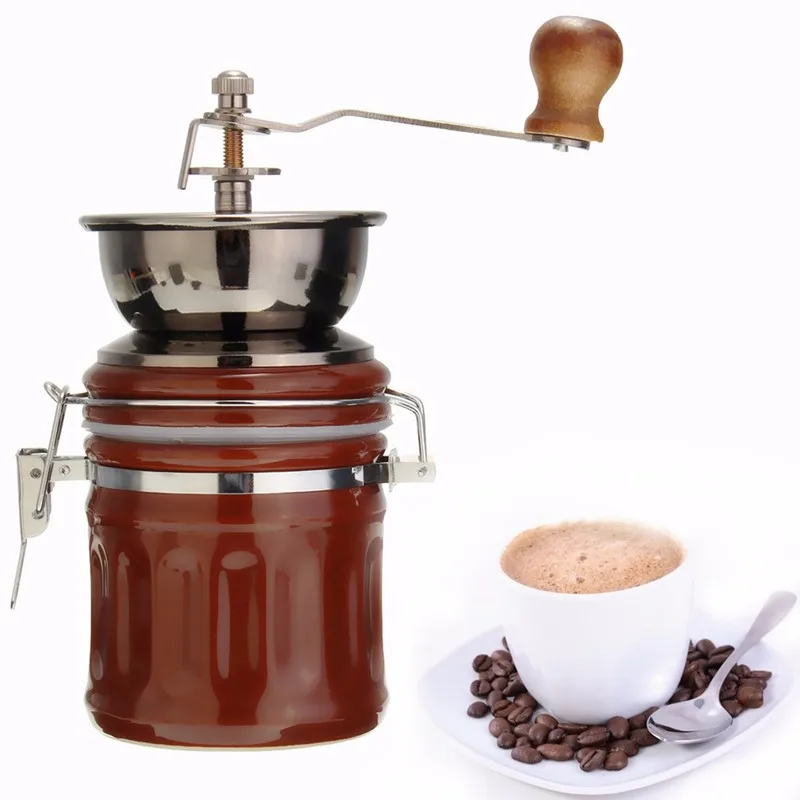 

warmtoo Handmade Handy Manual Spice Coffee Bean Pepper Grinder Mill Stainless Steel Grinder with Ceramic Core Coffee maker