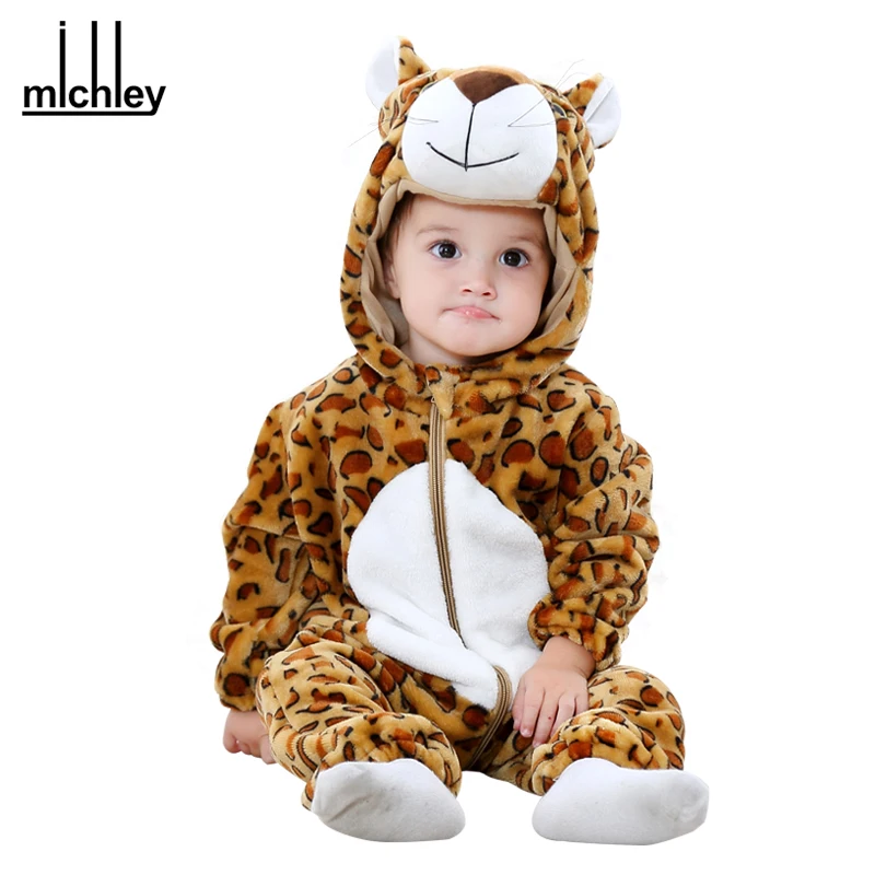 

MICHLEY Baby Rompers New arrived Cartoon One Piece Jumpsuits Infant Boys Hooded Autumn Clothes Girls Winter Warm Clothing QWF-1