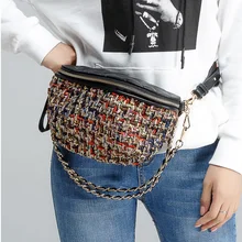 Новые многофункциональные твидовые клетчатые стеганые Поясные Сумки на цепочке, сумки через плечо, Модные Винтажные женские уличные рок-телефон