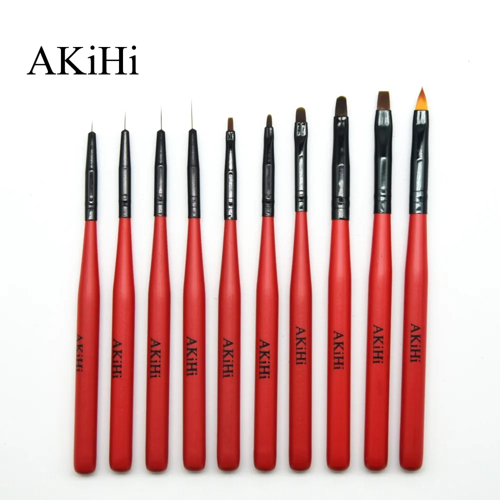  AKiHI Nail Art Painting Draw Brush with Metal Cap Professional Acrylic UV Gel Nail Polish Manicure 