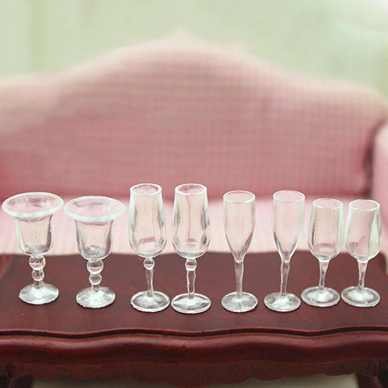 

4Pcs 1/12 Mini Resin Transparent Cup Simulation Furniture Model Toys Dollhouse Miniature Accessories For Doll House Decoration