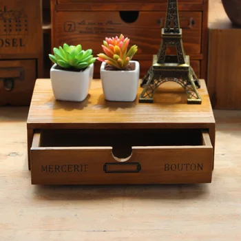 

Vintage Wooden Storage Drawer Desktop Finishing Creative Function Drawer Storage Box Household Desktop Sundries Storage Supplies