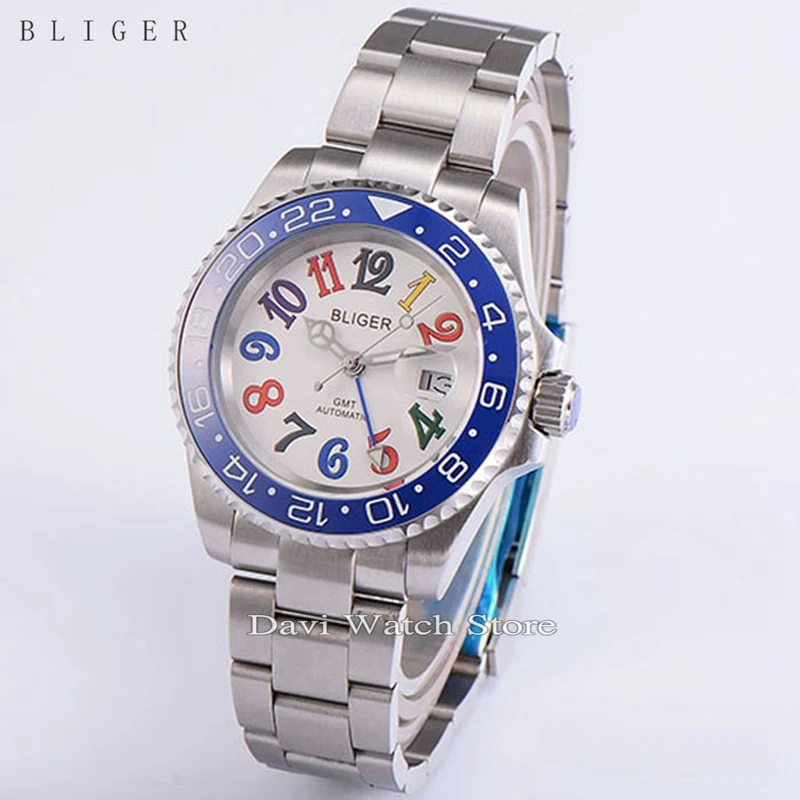 

40mm Bliger Date Day Ceramic Bezel GMT Luminous sapphire Automatic Watch