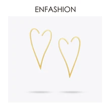 Enfashion Jewelry Geometric Big Heart Earrings Gold color Stainless steel Long Drop Earrings For Women Earings EB171037 enfashion double cirlce line earrings gold color earings stainless steel stud earrings for women fashion jewelry oorbellen