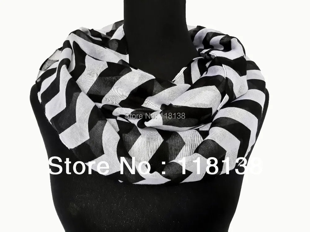 

10pcs/lot Fashion Wide Chevron Wave Print Circle Scarf Loop Infinity Ladies Scarves , Free Shipping