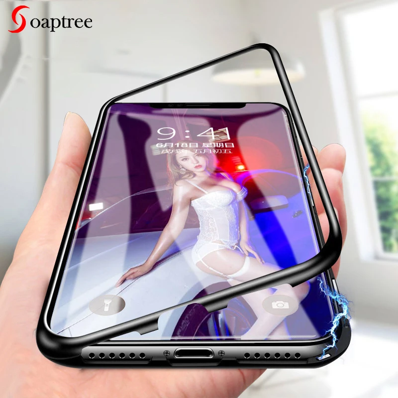 

360 Magnetic Adsorption Case For Xiaomi Redmi Note 7 6 5 Pro Case Pocophone F1 Tempered Glass Cover for Xiaomi Mi 9 8 SE A2 Play