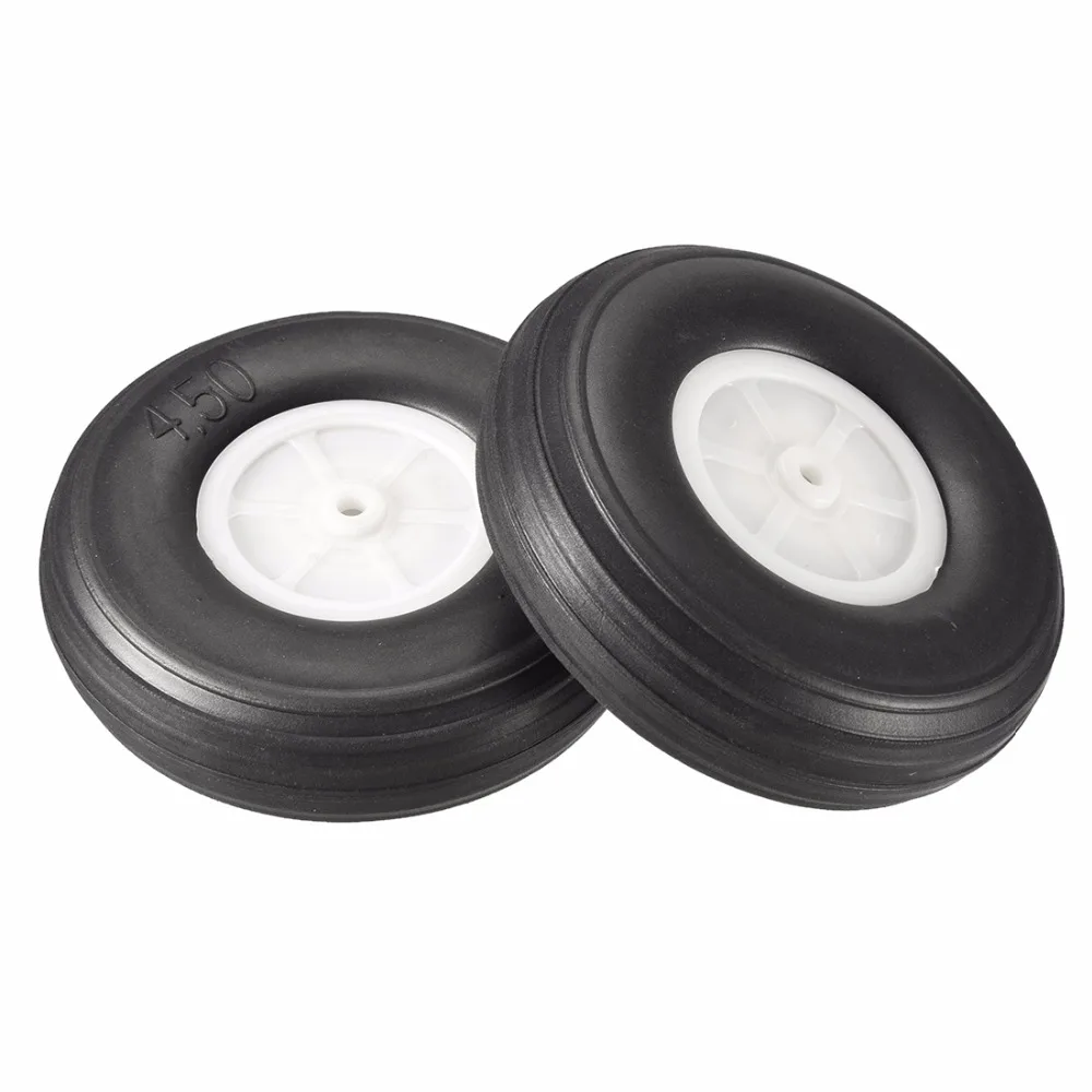 

UXCELL Hot Selling 2pcs 114mm Dia. 35mm Thick White Plastic Hub Black Foam Wheel Toy Car Wheel for RC Remote Control Airplane