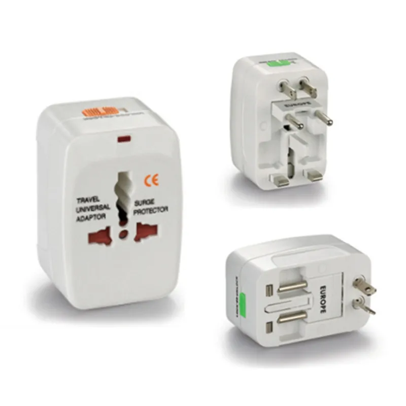 

White Multi-purpose global Universal travel Adapter Plug double USB Port AC Power Adaptor with AU US UK EU plug socket converter