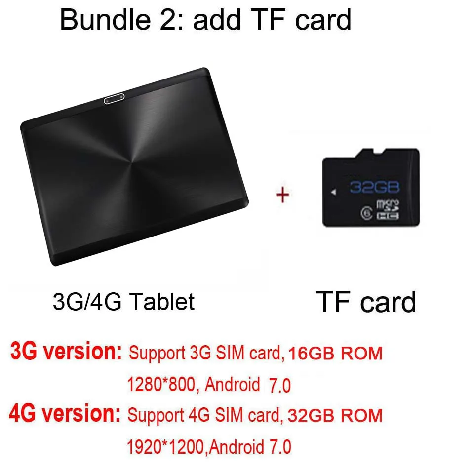 BMXC 4G телефонные планшеты 10 дюймов 4g планшет android 7,0 для игр фильмы gps wifi планшет 10,1 дешевые телефоны - Комплект: Add 32GB Card