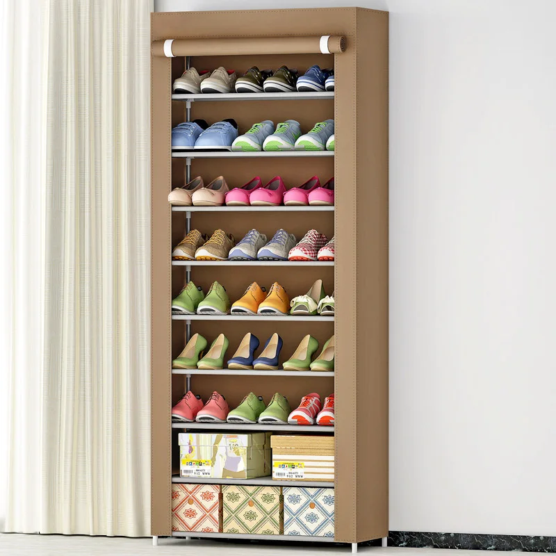 

Shoe cabinet 10 layer 9-grid stainless steel fabrics large shoe rack organizer removable shoe storage for home furniture