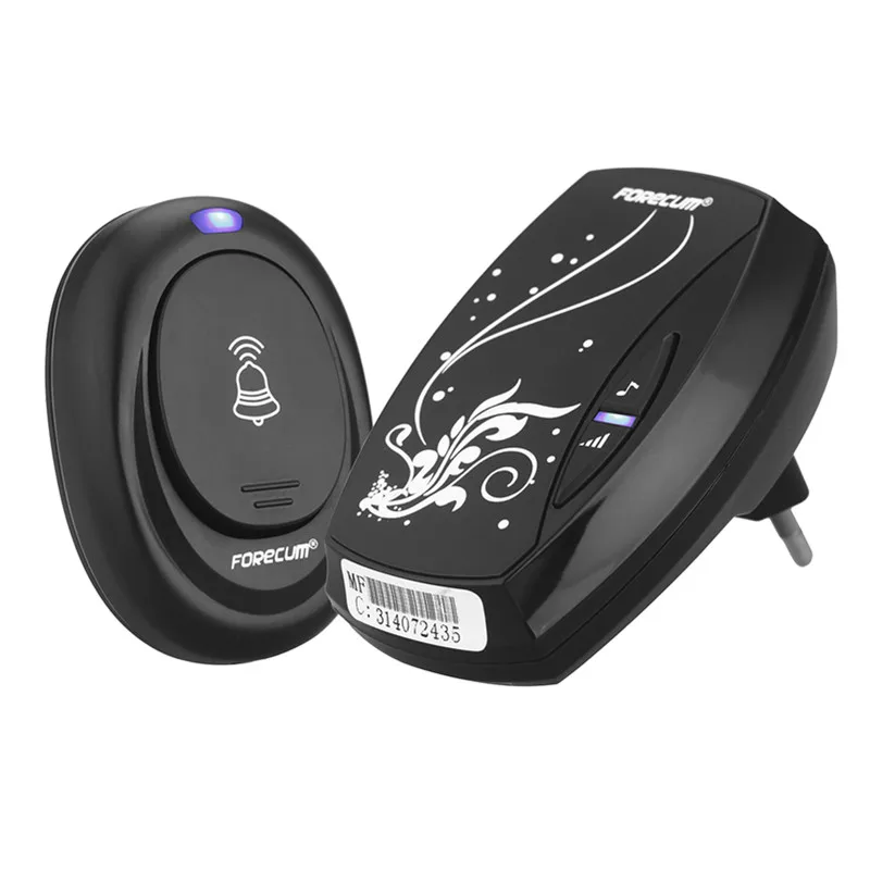 

FORECUM Wireless Smart Door Bell EU Plug Mini 1 Remote Control 1 Receiver Cordless Door Bell Ring 36 Melodies 100m Range Home