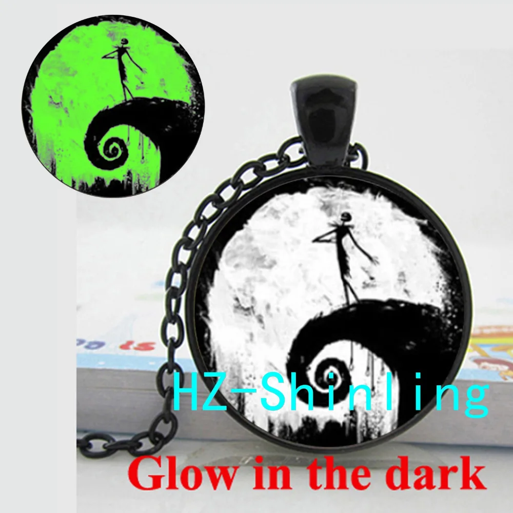 

Glowing Pendant Nightmare Before Christmas Necklace Jack Skellington Jewelry Glow in The Dark Necklace