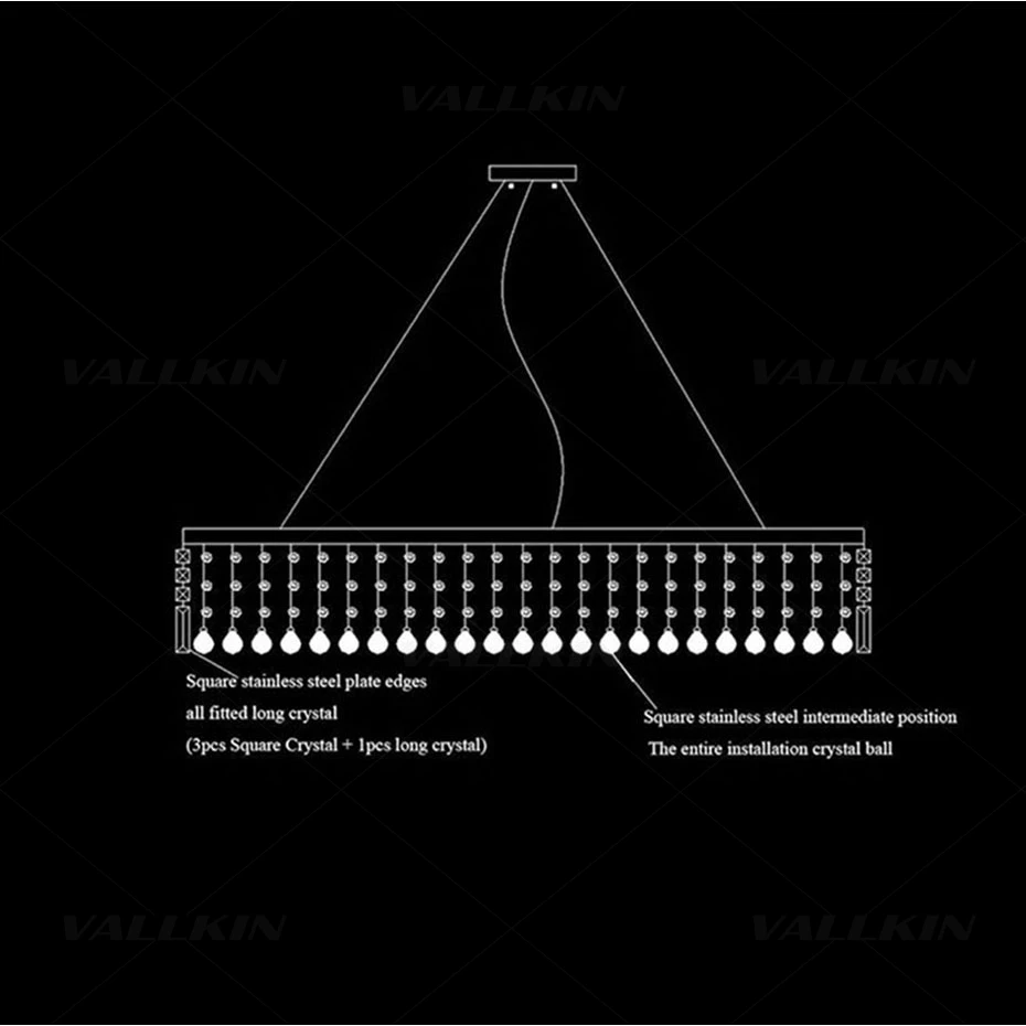 VALLKIN/ED Кулон Свет Современные подвесные светильники с K9 с украшением в виде кристаллов для Обеденная домашние тапочки для отеля, для дома светодиодный