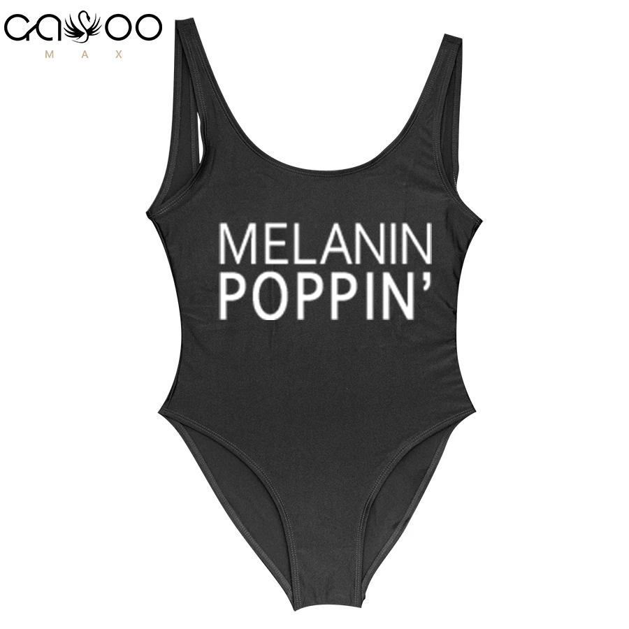 Melanin Poppin 2018 Swimwear Women One Piece Swimsuit Party Bodysuit