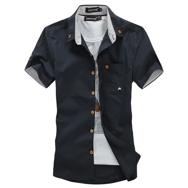 Короткий рукав сплошной Тонкий брендовая рубашка для мужчин 3XL большой размеры Лето г. мода стиль мужской повседневное Кнопка рубашк