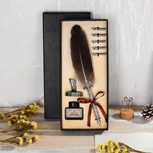 Luxury Fountain Pen Set Colorful Vintage Feather Pen Classic Calligraphy Ink Pens Dip Quill for Student Writing Pen Gift Box set Luxury Fountain Pen Set Colorful Vintage Feather Pen Classic Calligraphy Ink Pens Dip Quill for Student Writing Pen Gift Box set
