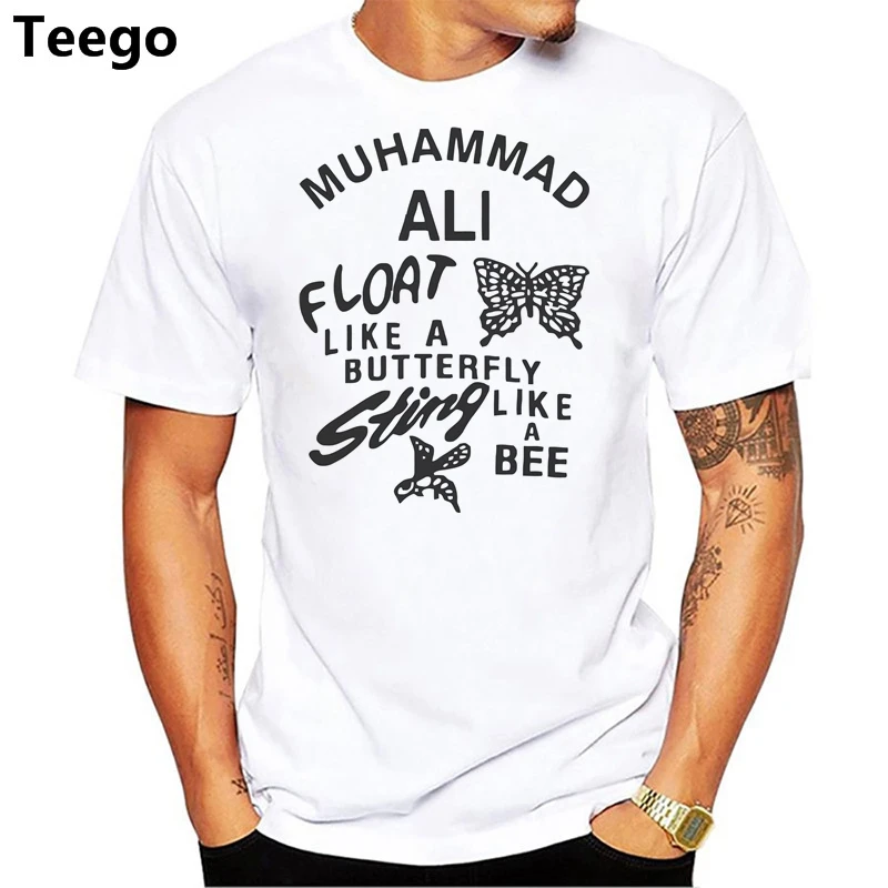 Flotar Like a Mariposa Cuerda like Abeja Muhammad Ali Camiseta Pequeria футболка 100% хлопковая для мужчин | Мужская