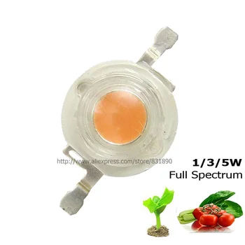 

2016 New High Power 1W 3W LED Chip Full Spectrum Grow Light Epistar COB Beads 1W 3W 5W 380-840nm for DIY Plant Grow Spotlight