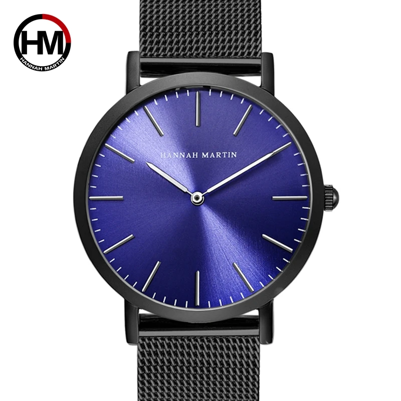 Beste Mannen Roestvrij Staal Mesh Japan Quartz Waterdicht Blauwe Wijzerplaat Horloge Mode Eenvoudige Stijlvolle Top Luxe merk Horloges