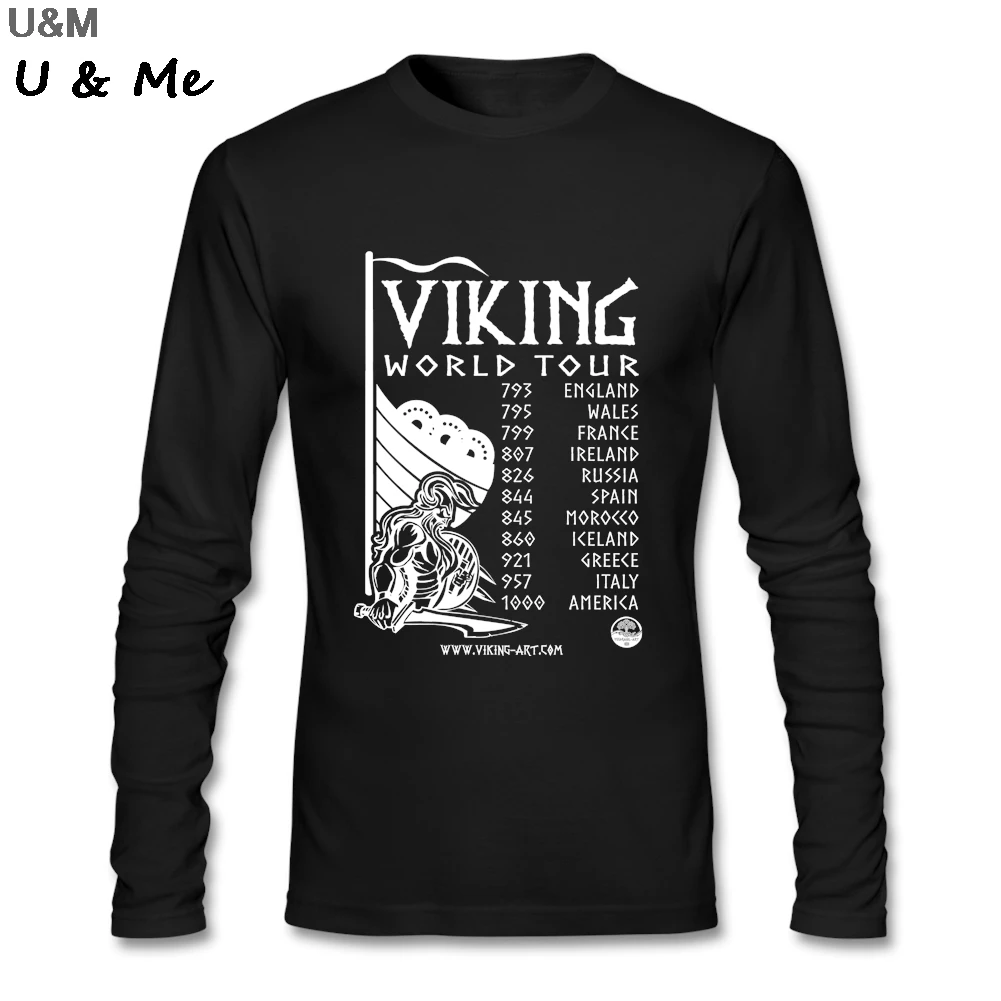 HU &amp GH уникальный дизайн футболка для мужчин Viking World Tour предварительно хлопковые