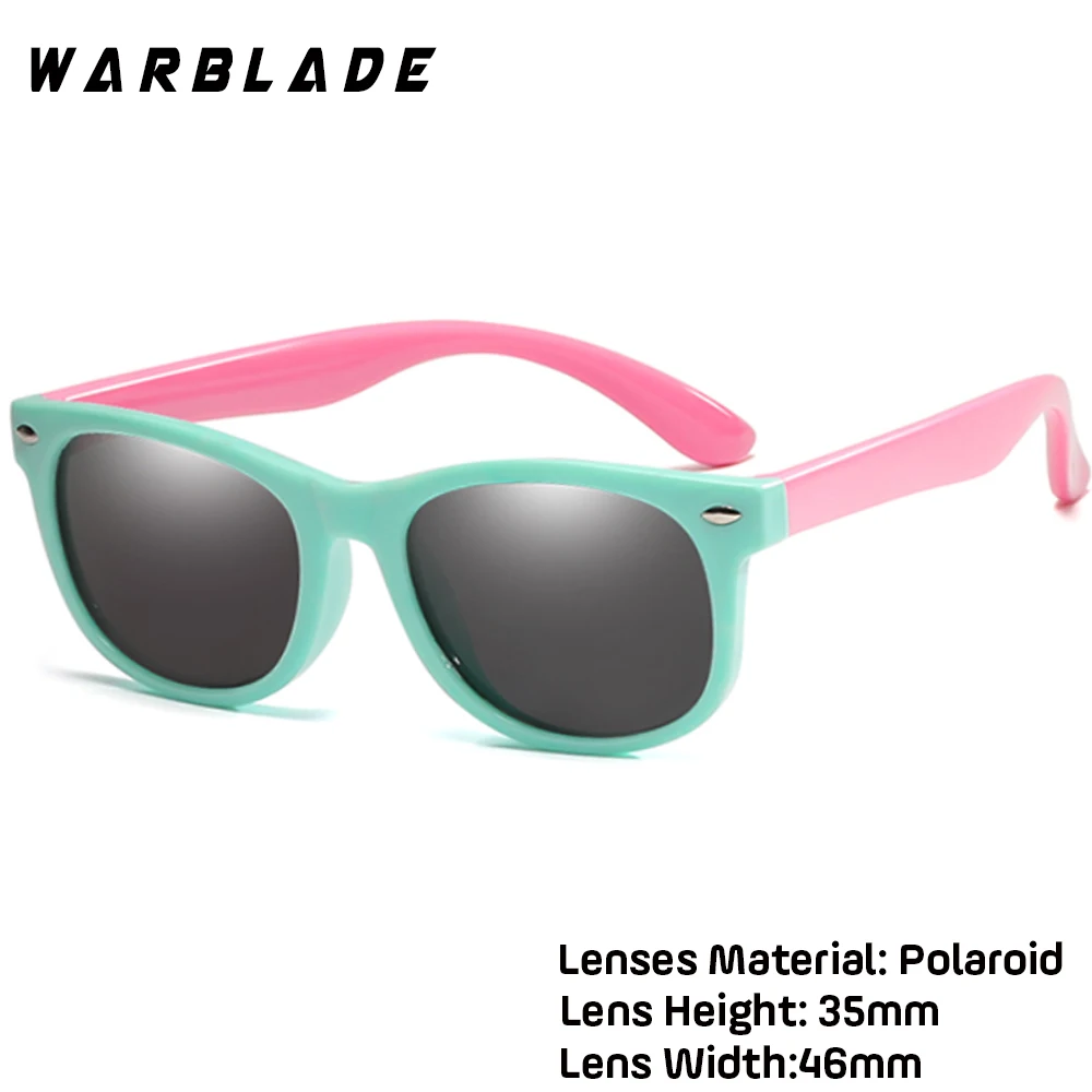 WarBLade Girls Sunglasses TR90 Silicone UV400 Child Baby Eyewear Kids Sun glasses Children Glasses Polarized Lenses Girls Boys - Цвет линз: green pink