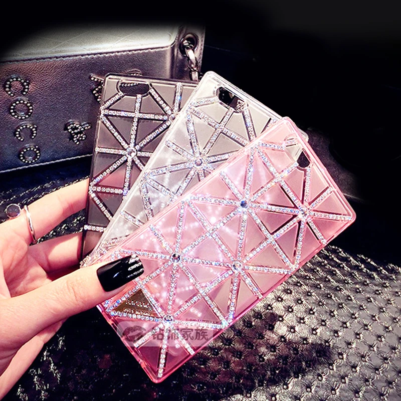 Rhombus Rhinestone case for Apple iPhone 6 plus case 5.5" Black/Pink 6S