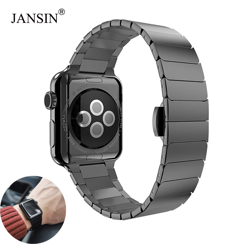 

JANSIN Link Watch Band for Apple Watch 44mm 42mm 38mm 40mm Stainless Steel Strap sport Bracelet for iWatch Bands series 4/3/2/1