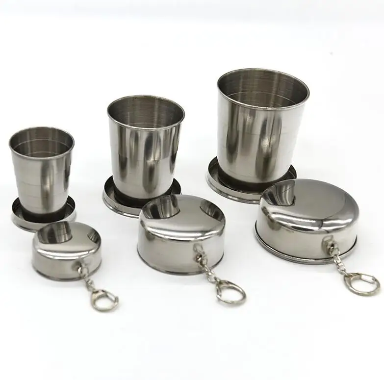 1 unidad de acero inoxidable unid Copa plegable Kit de herramientas de viaje supervivencia EDC engranaje deportes al aire libre taza portátil para Camping senderismo deporte GYH 1 unidad de acero inoxidable unid Copa plegable Kit de herramientas de viaje supervivencia EDC engranaje deportes al aire libre taza portátil para Camping senderismo deporte GYH