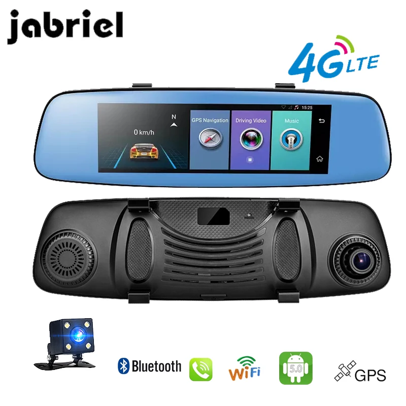 

Jabriel Android 4G 8" ADAS Car DVR Rear View Mirror Dash Camera Portable Video Recorder Full HD 1080P GPS Navigation Dual Camera