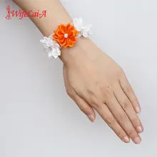 Наручные цветы алмаз королевский синий белый атласные розы для свадьбы Цветочный браслет невесты корсаж невесты ручной SW0678-Z