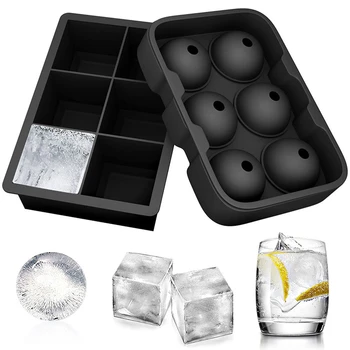 

2pcs fashionable Silicone Ice Cube Molds Non-Stick Sphere Round Ice Ball Maker Large Square Ice Cube Mold Ice Cube Trays