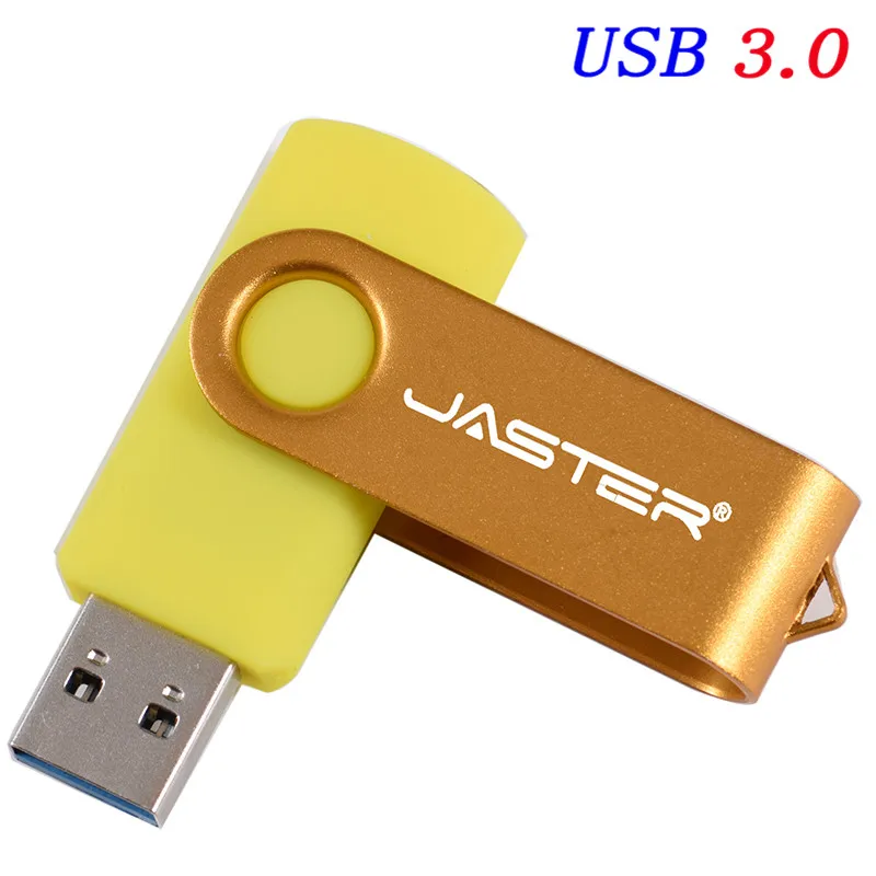 JASTER высокоскоростной флеш-накопитель USB 3,0 128GB 256GB Roation Pendrive USB3.0 флеш-накопитель 64GB 32GB 16GB металлический u-диск - Цвет: Yellow