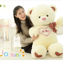 Прекрасный лук медвежонок Тедди сердце Hello медведь плюшевые игрушки куклы подарок на день рождения белый около 110 см