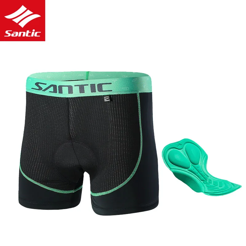 

SANTIC Cycling Shorts Bicycle Antibacterial Breathable Under Short Clothing 3D Padded Bike Briefs Men Black Underwear Shorts