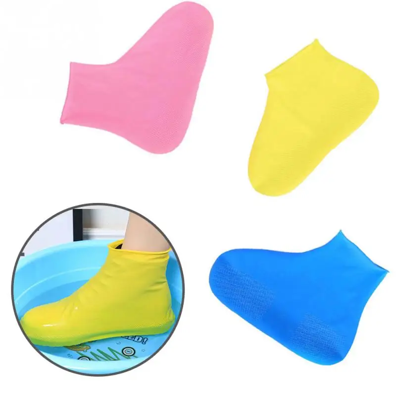 Fashion Shoes Cover Waterproof Reusable Rain Shoes Covers Rubber Slip-resistant Rain Boot Overshoes Men Women Shoes Accessories