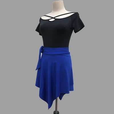 Модный костюм для взрослых латинских танцев, бальных танцев, одежда для тренировок, выступлений, сексуальная юбка для латинских танцев для женщин/женщин - Цвет: blue short skirt
